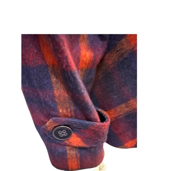 Tribal Plaid Wool Blend Jacket Button Up Lined Purple Orange Fall Size XL EUC - Picture 5 of 8